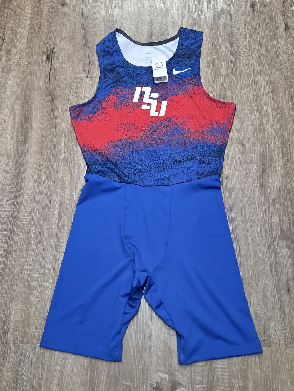 Nike NSU Digital Fast Speed Men's Unitard Large Red Blue CV3079 Track Singlet .
